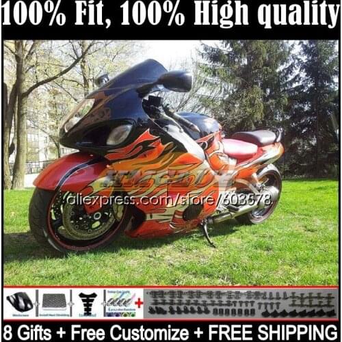 Injection For SUZUKI Hayabusa GSXR1300 96 97 98 99 00 01 20CL.14 GSXR 1300 CC 2002 2003 2004 2005 2006 2007 Fairing Orange flame