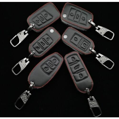 Leather Car Key Case Cover For Volkswagen Polo Tiguan Passat B5 B6 B7 Golf 4 5 6 Mk6 Jetta Lavida For Skoda Octavia Accessories