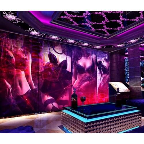 Beauty sexy underwear purple dazzle color music bar KTV background wall decoration wallpaper mural