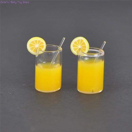 Resin Doll House Mini Lemon Fruit Tea Water Cup Miniature Doll House Accessories Cups Toy Decoration Gifts