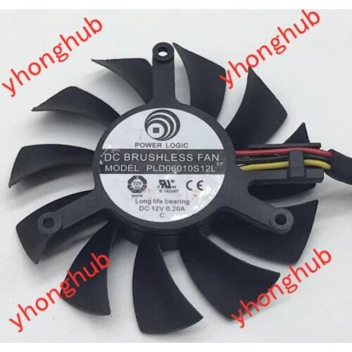 Power Logic PLD06010S12L DC 12V 0.20A Dia. 55mm C.T.C 39mm Frameless Cooling Fan