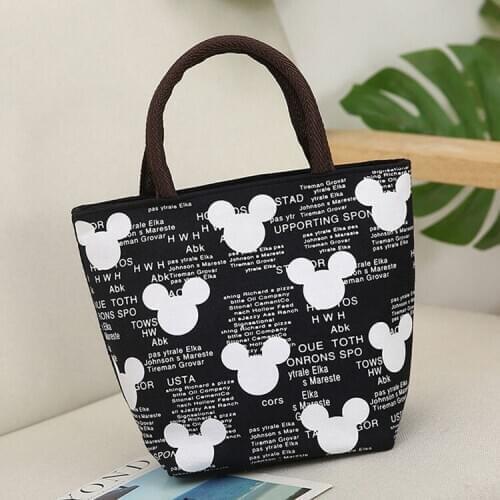 Disney cartoon small bag new fashion printed canvas bag leisure go out lunch bag walk hand bent small coin bag handbag