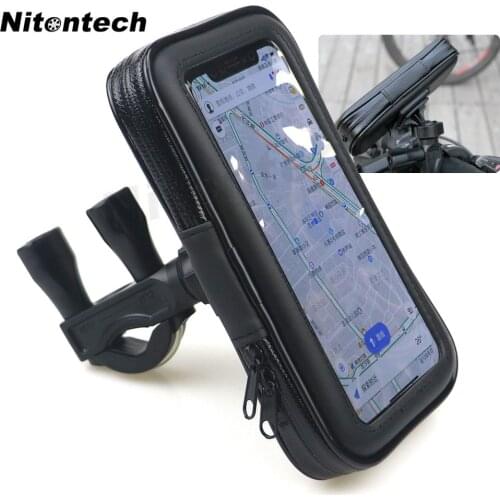 Motorcycle Handlebar Phone Holder Zipper Pocket Waterproof PU Leather Pouch Universal for Harley Kawasaki Yamaha Cruiser Touring