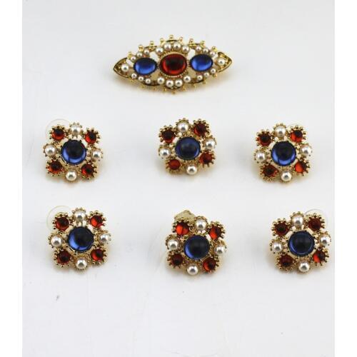 New European and American style retro fashion personality brooch 925 silver needle earrings ear clip set