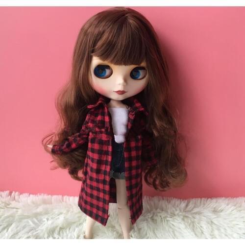 1/6 Bjd Doll Clothes Grid Shirt Blyth Clothing Fit Pullip blyth Licca Momoko Azone Pullip ICY 1/6 Doll Accessories for Barbie
