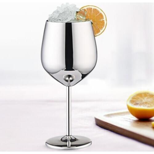 Stainless Steel Single Layer Juice Drink Champagne Goblet Drum Shape Red Wine Cup Charms Party Supplies 500mL