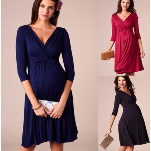 Pregnant Women V Neck Wrap Dress Maternity Photography Prop Clothes