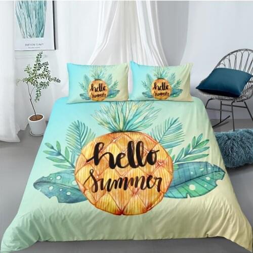 Pineapple Bed Linens 3D Modern Duvet Cover Sets Pillow Sham King Queen Super King Twin Size140*210cm Hello Summer Bedding Set