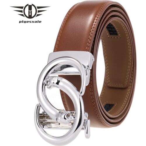 Mens Gold Silver Automatic Buckle Leather Belt Fashion Trend Belt For Men Youth High Quality Luxury Waistband Male Strap B487