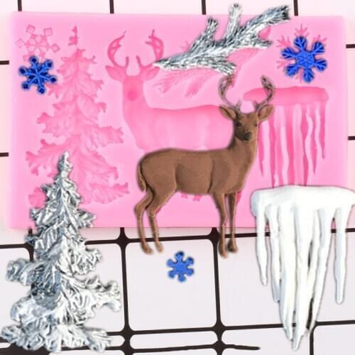 Christmas Tree Elk Snowflake Shape Silicone Mold Baking Tools Party For Handmade Cake Decorate Chocolate Fondant Candle Mould