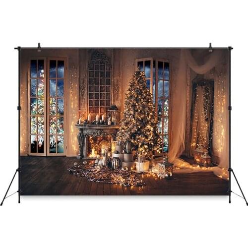 Christmas Photography Background Christmas Tree Decoration Children Photo Studio Wood Floor Backdrops