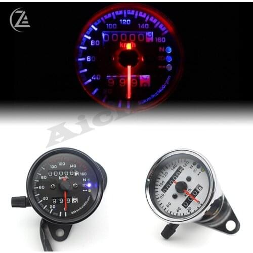 ACZ Universal Motorcycle LED Signal Light Backlight Dual Odometer Speedometer Gauge for Harley Honda Yamaha Cafe Racer