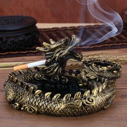 NEWYEARNEW Retro Dragon Creative Resin Clay Ashtray Car Ornament Vintage Home Furnishing Decoration Valentine Gifts