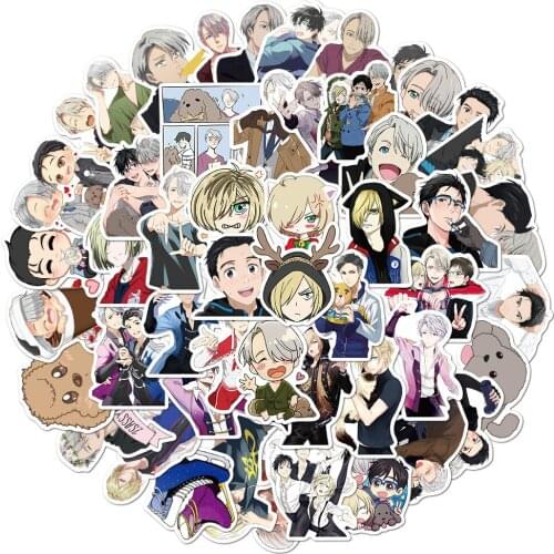 10 Packs/lot Anime YURI!!! on ICE Water cup computer mobile phone case waterproof PVC sticker toy gift