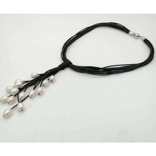 18'' 15 Strands White Rice Pearl Necklace