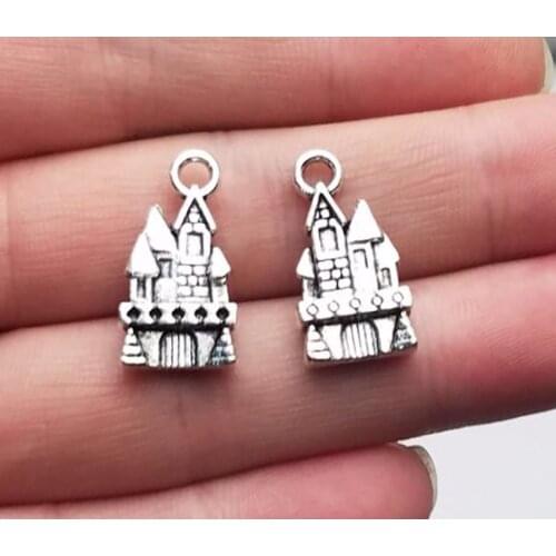 20pcs/lot--21x11mm, house cham,Antique silver plated double side Castle charms,DIY supplies, Jewelry accessories