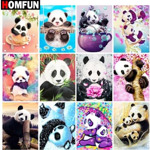 HOMFUN Full Square/Round Drill 5D DIY Diamond Painting "Animal panda scene" Embroidery Cross Stitch 5D Home Decor Gift