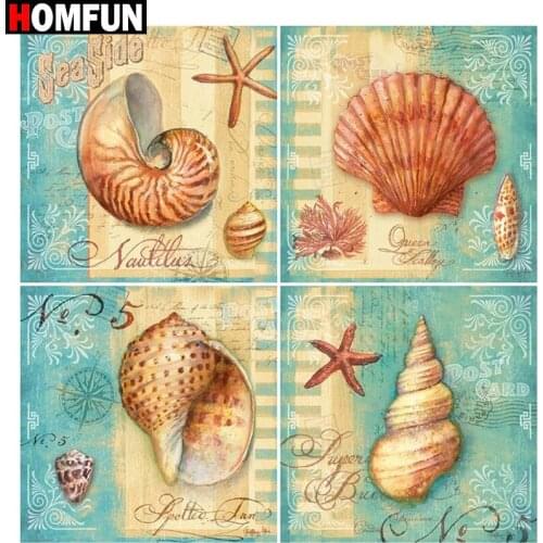 HOMFUN Diy 5d Diamond Painting "Conch shell theme" Cross Stitch Square Round Diamond Embroidery Handwork Rhinestone Art