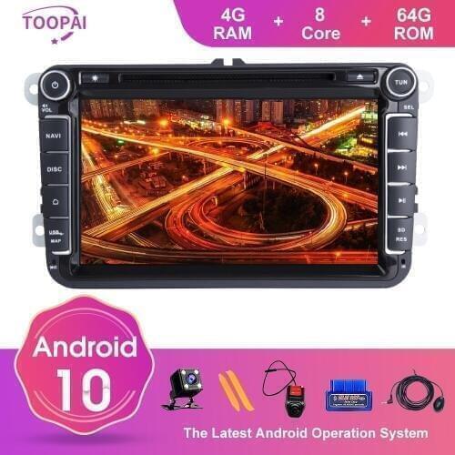 TOOPAI Android 10 For VW/Volkswagen/Golf/Polo/Tiguan/Passat/Skoda/Octavia Auto Radio GPS Navigation Car Multimedia Player DVD