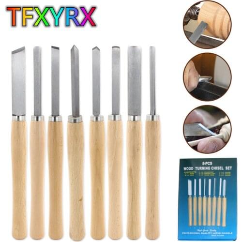 Free Shipping 8pcs/set Wood Turning Tool HSS High Speed Steel Wood Carving Knife Lathe Chisel Set Woodworking Tool