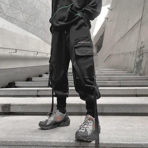 Black Hip Hop Cargo Pants Men Streetwear Cotton Joggers Fashion Sweatpants Casual Harem Trousers Autumn Harajuku Pants Men