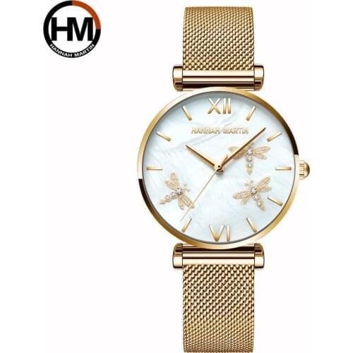 Designer Elegant Watches For Women Stainless Steel Mesh Wristwatches MOP Top Brand New Luxury Japan Quartz Movement Gold Watch