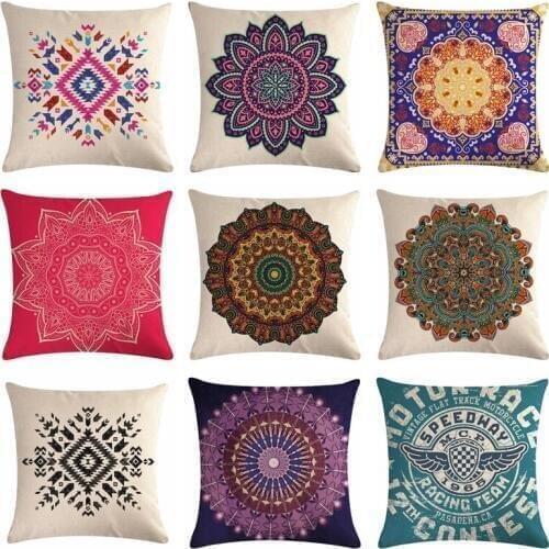 Mandala Cotton Linen Cushion Cover Bohemian Geometric Pillow Case Home Decorative Pillow Cover For Sofa Car Almofada