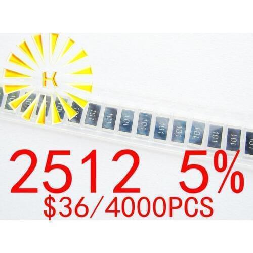 2512 5% Chip Resistors 0.01-0.091R 0.1-0.91R 0R 1R-10M 1W SMD Resistor x 4000PCS