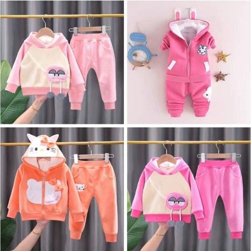 Kid Tracksuit Baby Girls Cartoon Frozen Anna Elsa Hoodies Pants 2 PCS Clothes Set Children Sportwear Clothing T Shirt Sport Suit