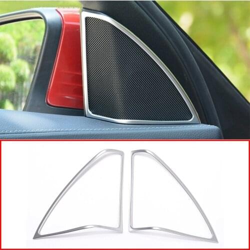 For Mercedes Benz C Class W205 2015 2016 2017 C180 C200 C260 ABS Chrome A Pillar Door Stereo Speaker Cover Decoration Frame Trim