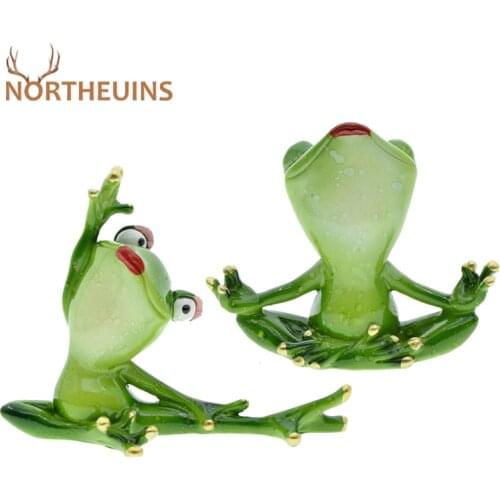 NORTHEUINS Resin Yoga Frog Figurine Creative Novel Statue Cute Funny Home Decor Accessories For Living Room Desktop Ornament