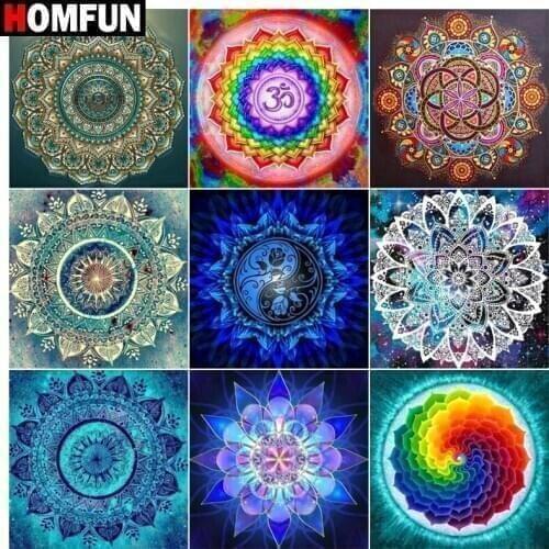 HOMFUN Square Round Drill 5D Diamond Painting Environmental Crafts Full Diamond Embroidery "Mandala kaleidoscope" Home decor