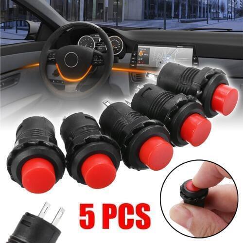 5pcs Red 12V Red Car Dash On-Off Momentary Push Button Horn Doorbell Switch 12mm Momentary Push Button Switch 125V 3A