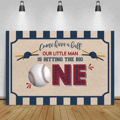 Laeacco Little Boy One Birthday Party Baseball Stripe Backdrop For Photography Customized Poster Baby Portrait Photo Background