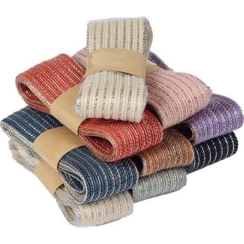 2m 3.8cm Width Natural Jute Burlap Fabric Ribbon 8 Colors Fish Silk Line Ribbons for Wedding Events Party and Home Decoration
