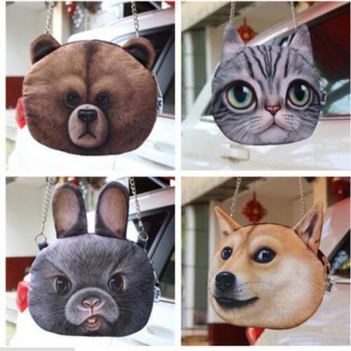 M431 Cute 3D Animal Print Cat Dod Bear Rabbit Panda Hasky Bulldog Soft Messenger Bags Shoulder Bag Girl Gift Wholesale