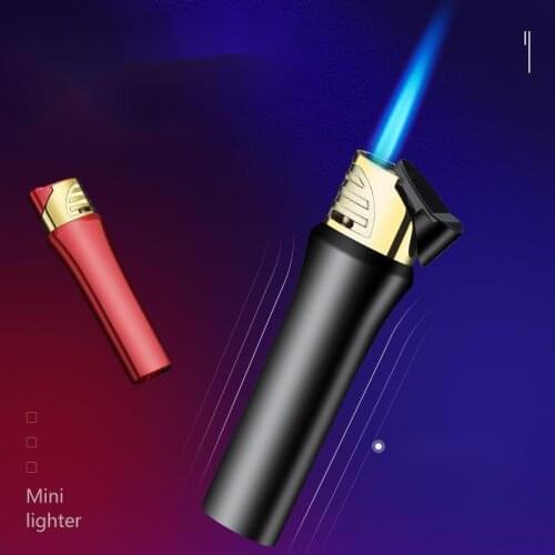 Mini Portable Womens Inflatable Lighter Metal Direct Blue Flame Lighter Cigarette accessories