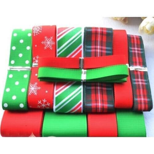 Pretty 12M Grosgrain Merry Christmas Ribbon Set Webbing Satin Cartoon Hairbow Lace Hair Accessory dot Rib accessory