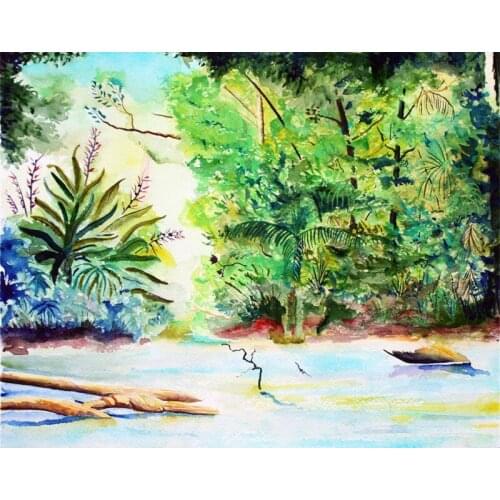 DIY Painting By Numbers Beautiful Rainforest Secenery Zero Basic Full Drawing Kit 2021 New Coloring Linen Canvas Unique DIY Gift