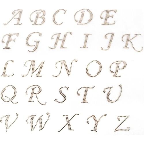 Initial letters A-Z Alphabet 1PC hotfix Rhinestone DIY English Letter Mixed Rhinestones Transfer Design Iron on