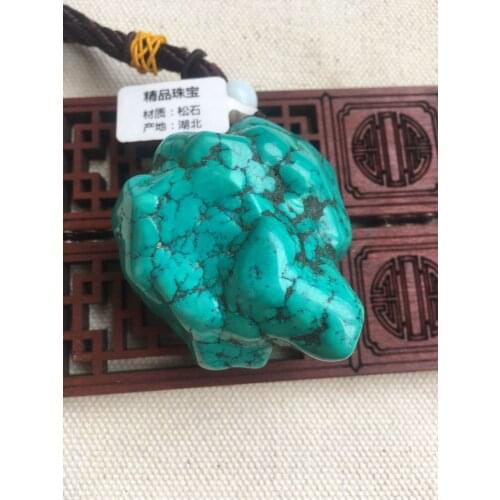 Natural raw turquoise pendant blue jade pendant fine jade jewelry high quality 90g