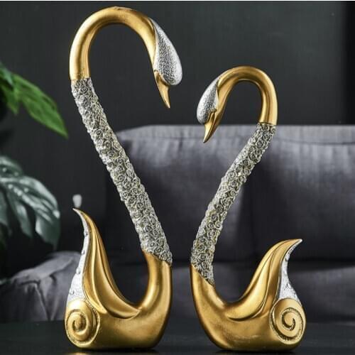 New Home Decoration Accessories A Pair Of Swan Statue Home Decor Sculpture Modern Art Ornaments Wedding Gifts For Friends Lovers