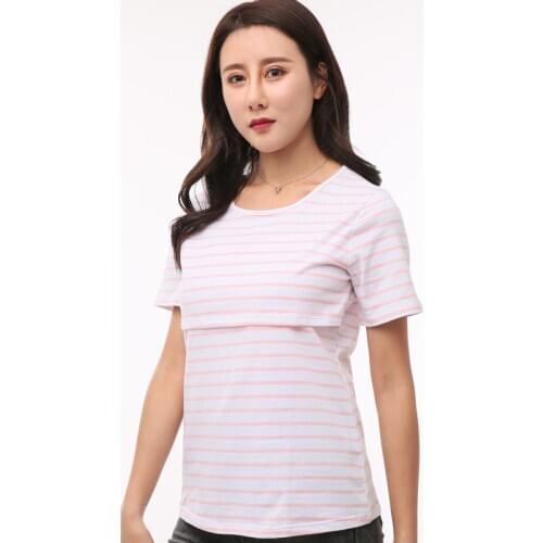Pregnancy Clothes Maternity Clothing T shirt pregnant women Breastfeeding Tee Nursing Tops Striped tshirt Short Sleeve T-shirt