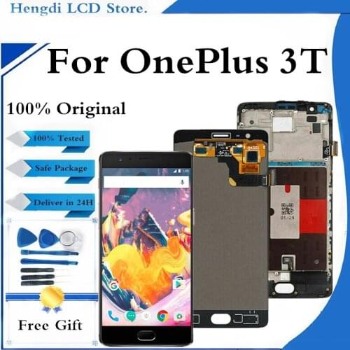 Original For Oneplus 3T A3010 LCD Display Touch Screen Digitizer Frame For Oneplus 3T Display Replace Part