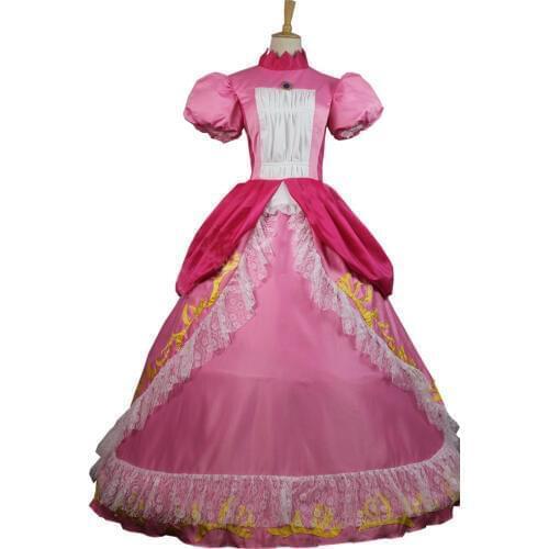 2021 Super Bros Princess Peach Pink Cosplay Dress