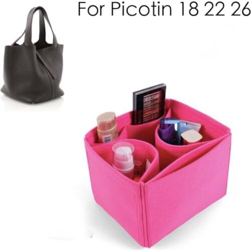 Fits For H Picotin 18 22 26 Insert Bags Organizer Makeup bucket luxury Handbag Portable Cosmetic base shaper for women handbag