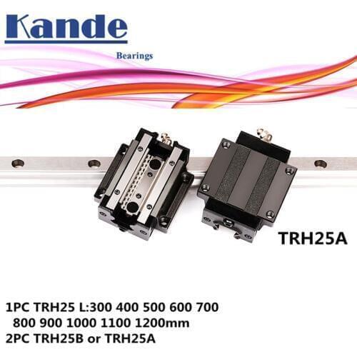 Precision rail 1PC TRH25 Linear guide + 2PCS TRH25B Block or TRH25A Flange Block L 300-1200 mm for CNC