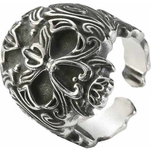 Drop Ship Flaming Skull Ring 316L Stainless Steel Mens Fashion Open Style Ghost Ring