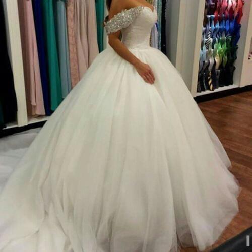 Romantic Sweetheart Beads/Sequins Puffy Skirt Ball bridal Gown 2018 Vestido De Noiva robe de mariee mother of the bride dresses