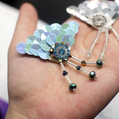 Handmade Beaded Sequins Rhinestones Tassel Patch Decorative Jewelry Clothing Bags Bead Guppies Scales Applique DIY Accessories